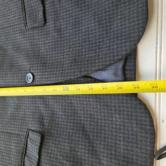 PRONTO UOMO Platinum Men Size 42S Blue Black Plaid 100% Wool Jacket Blazer Short - Picture 3 of 9